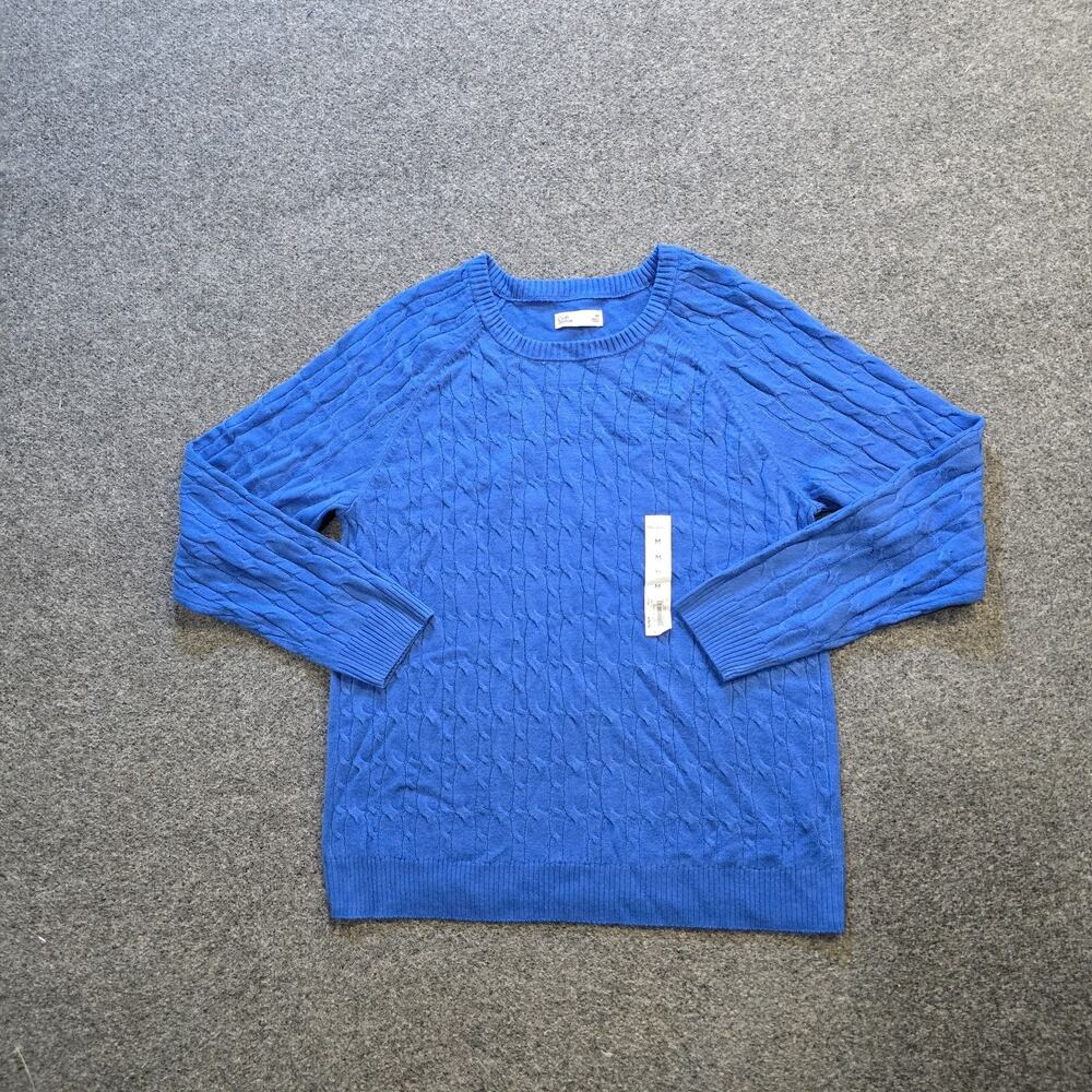 Croft Barrow Sweater Women Size Medium Blue Cable Knit Extra Soft Capsule Casual